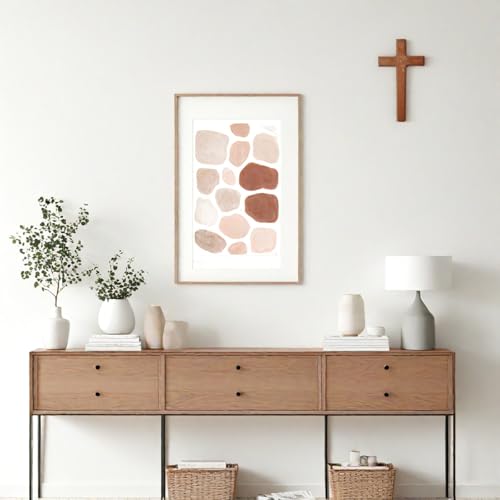 PHYUKEY Wooden Wall Cross with Jesus Christ, Small Cross Standing Crucifix with Detachable Stand for Wall Hanging or Tabletop Display, Christian Gift & Catholic Home Decor- 5.5in - color: Oak, size: 5.5"L x 2.7"W