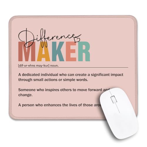 Difference Maker Definition Non-Slip Mouse Pad with Stitched Edge - color: Pink & Black & Green