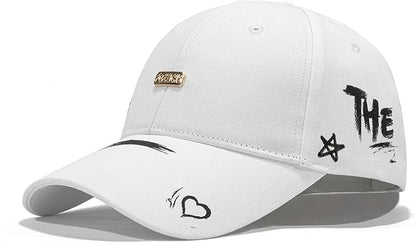 Baseball Cap for Women Men - Adjustable Size Hat - color: White