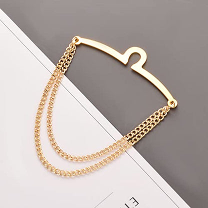 2Pcs Tie Chain for Men Classic with Double Single Gold Silver Elegant Chain Tie Cilp - color: gold double chain (two)