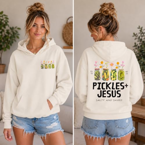 3 D G Christian Pickles and Jesus Salty and Saved Sweatshirt And Hoodie - color: Green-1, size: 3X-Large