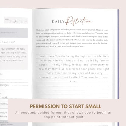 Daily Prayer Journal with Prompts | 90-Day Guided Devotional & Scripture Reflection | Bible Study and Spiritual Growth Tracker | Undated Faith Planner, 5.5x8" - Navy Blue Dotted - color: Dotted Navy Blue