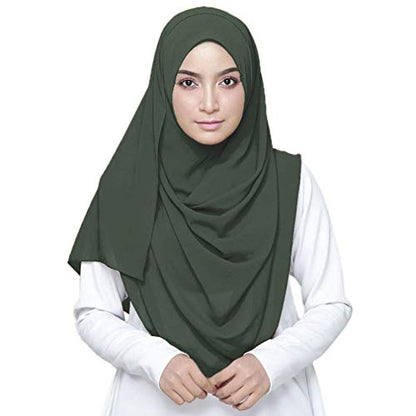 LMVERNA Solid Color Bubble Chiffon Scarf for Women Fashion Soft Hijab Long Scarfs Wrap Scarves - color: Dark Green