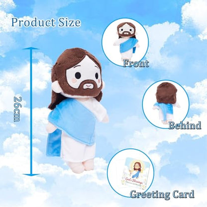Jesus Plush Doll Jesus Stuffed Bible Doll Christian Plushie Gifts for Easter Christmas Church Religious Gifts for Kids Adults(Blue) - color: Blue