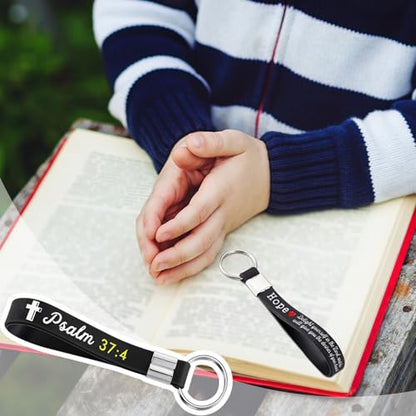 Sureio 24/48/100pcs God Father Christian Gifts Keychains Bulk with Bible Scripture Inspirational Keychains Church Vbs Gift - color: Dark Colors