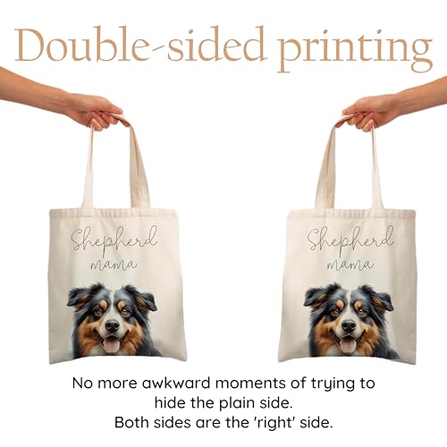 Dog Mom Canvas Tote Bag for Women, Reusable Cotton Shoulder Bag, Dog Lover Gift, Mother’s Day Pet Mom Shopping Tote - color: Australian