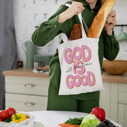 Preppy Coquette Pink Tote Bag, Trendy Shoulder Canvas Tote Bags, Durable Reusable Grocery Bag for Shopping and Travel - color: God