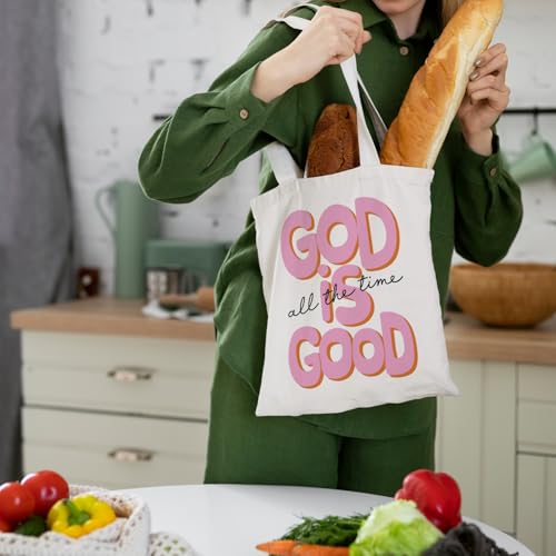Preppy Coquette Pink Tote Bag, Trendy Shoulder Canvas Tote Bags, Durable Reusable Grocery Bag for Shopping and Travel - color: God