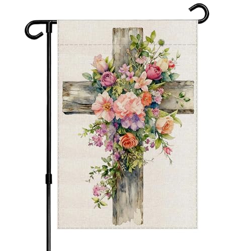 ALEXACLIST Christian Cross Spring Garden Flag 12x18 Double Sided Outdoor