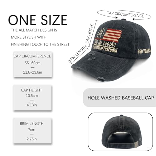 U.S. 250th Anniversary 250 Years Freedoms 1776-2026 Baseball Hats Funny - color: U.s. 250th Anniversary 250 Years Freedoms 1776-20261
