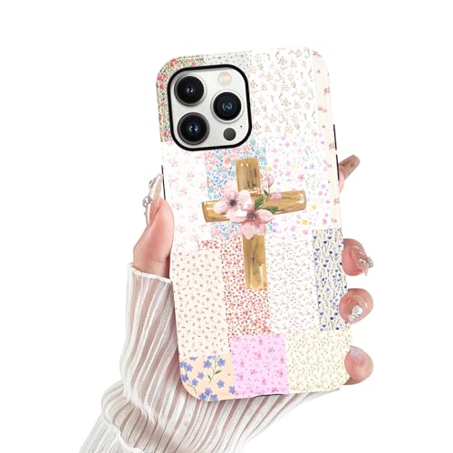 for iPhone 13 Pro 6.1'' Pink Flower Cross Christian Phone Case - color: Pink Flower Cross, size: iPhone 13 Pro