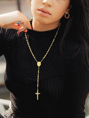 Supcare Rosary for Men Women Catholic Necklace Rosary Beads Customized - color: E03-Christopher Yellow