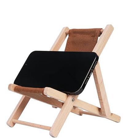 Foldable Wooden Cell Phone Stand, Phone Holder for Desks - color: Brown