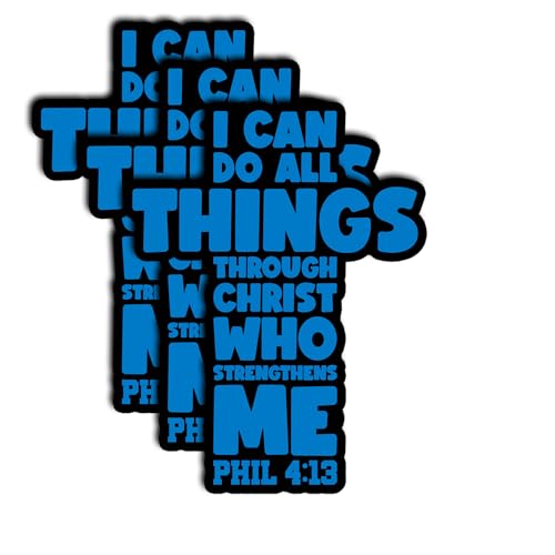 (3Pcs) Christian Cross Sticker – I Can Do All Things Through Christ Who Strengthens Me – Philippians 4:13 Vinyl Decal for Laptop, Water Bottle, Bible, Journal – Religious Gifts – Gifts Mother 3"x2.5"