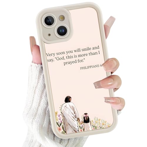 for iPhone 15 6.1'' Cute Jesus Girl Phone Case - color: White- Jesus Prayed For, size: iPhone 15