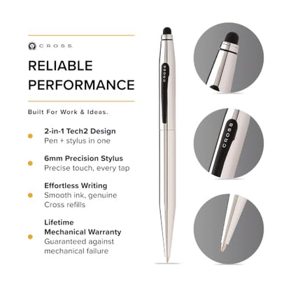 Cross Tech2 Ballpoint Pen, Multiple Colors, Medium Point, Black Ink - color: Chrome & Black
