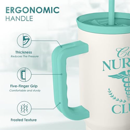 SANDJEST Nurse Gift for Women, Nutrition Facts Tumbler with Handle, Insulated Stainless Steel Travel Coffee Mug for Nursing Friends, Aprreciation Gifts for Nurse Week, Birthday, Christmas, 40oz - color: Nurse 6