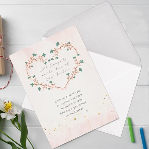 Sympathy Card for Loss of Partner – Condolence Card for Grieving Spouse, Memorial Bereavement Card with Heartfelt Message, Comforting Sympathy Greeting Card - style: Card-249