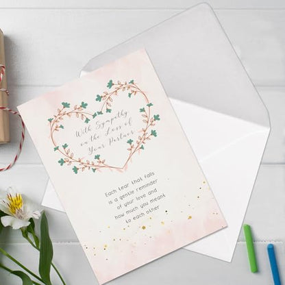 Sympathy Card for Loss of Partner – Condolence Card for Grieving Spouse, Memorial Bereavement Card with Heartfelt Message, Comforting Sympathy Greeting Card - style: Card-249