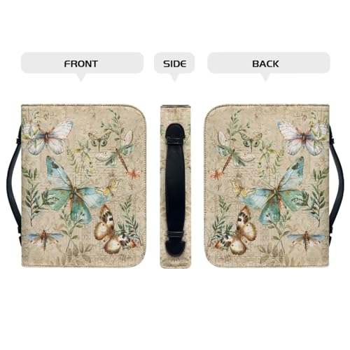 Vintage Butterflies Bible Carrying Tote Bags for Women Bible Cover with Durable Handle Quilted Bible Carrying Case for Girls Book Protector for Book Lovers-size：M - color: Butterflies, size: M（9.21-6.3in）