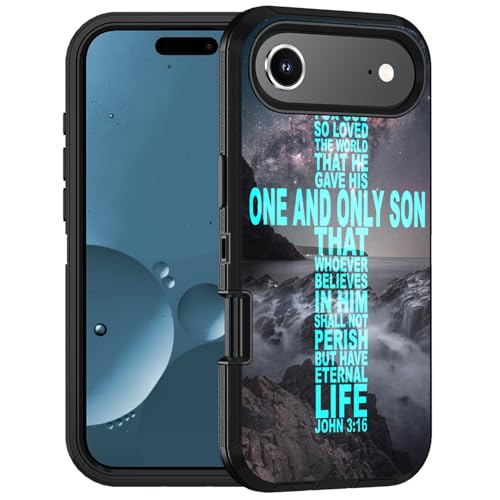 for iPhone 17 Air Case, Military Grade Heavy Duty 3-Layer Shockproof Drop Full-Body Protective Phone Cover for iPhone 17 Air (6.6" 2025), Christian Cross Bible Verse Quote John 3:16 - color: Christian Cross Bible Verse Quote John 3:16, size: iPhone 17 Air