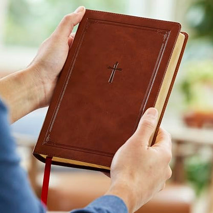KJV Giant Print End-of-Verse Reference Bible, Brown Leathersoft, Red Letter, Comfort Print