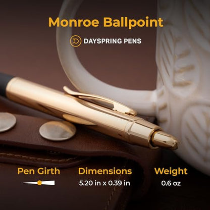 Dayspring Pens Monroe Click Action Metal Ballpoint Pen in 18K Gold Finish - color: Gold, style: Non Customized