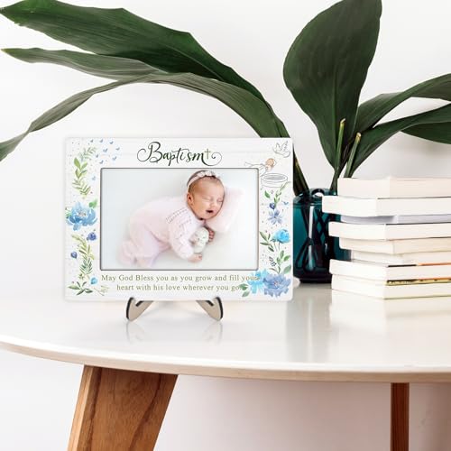 Baptism Gifts for Girl, Baptism Gifts for Boys, Baby Baptism Gift, Baptism Picture Frame, Baptism Gift for Godchild From Godparents-May God Bless You Wherever You Go, 4x6Inch Photo (Green) - color: Green