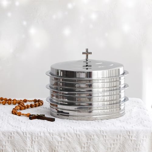 Zhehao 3 Sets Holy Communion Trays for Churches with Lid, Churches Cup Fillers, 100 Disposable Communion Cups (Silver) - color: Silver