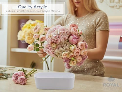 Royal Imports Oval Plastic Cylinder Flower Vase Non-Breakable Acrylic 4" - color: White