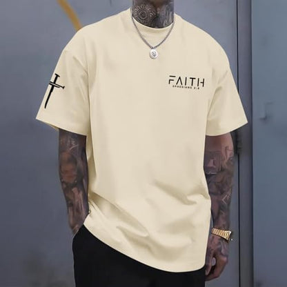 Christian Faith Cross Shirts for Men Jesus God Bible Verse Shirt Religious Inspirational Tshirts Graphic Cotton Tees - color: Apricot, size: XX-Large