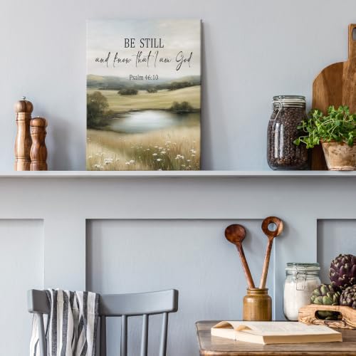 PHAMTE Christian Bible Verses Rustic Landscape Wall Art Decor Canvas 11x14 - color: still