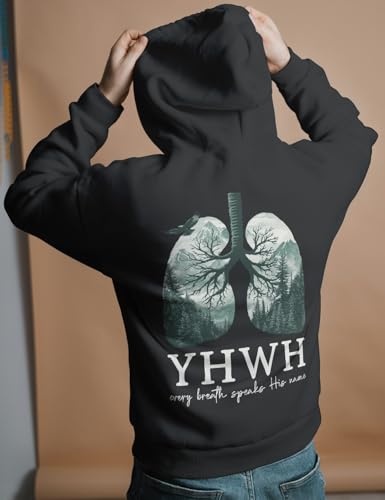 Christian Sweatshirt Women Men YHWH Hoodie Shirt Jesus Faith Inspirational Funny Letter Printed Graphic Pullover Tops - color: Black, size: Small