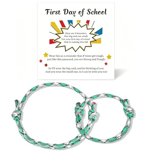 First Day of School Bracelets, Back to School Bracelets Mommy and Me - color: 2PCS Green