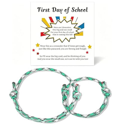 First Day of School Bracelets, Back to School Bracelets Mommy and Me - color: 2PCS Green
