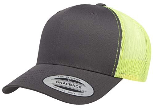 Yupoong Yp Classics Retro Trucker Cap - color: Charcoal/Neon Green, size: One Size, style: Single
