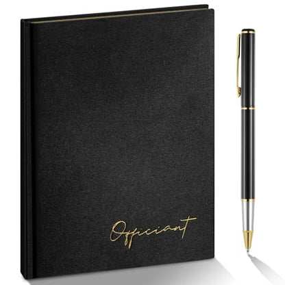 Engrowtic Wedding Officiant Book with Pen 5.25x8.25,Black,Classic - color: Black, style: Classic