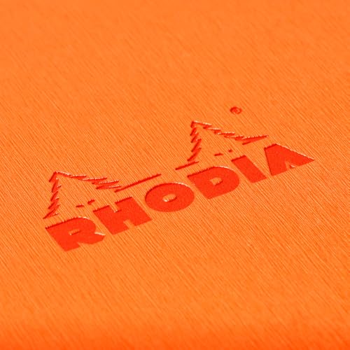 Rhodia cfmtpuA5or Metallic PU Leather Cover, Black (Stapled Notebook, A5, 0.2 inch (5 mm) Square Ruled, Orange Included) - color: Black, style: Notebook, A5