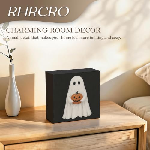 Halloween Ghost Decor Wooden Box Sign - color: Fall-15