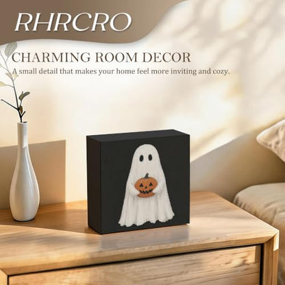 Halloween Ghost Decor Wooden Box Sign - color: Fall-15