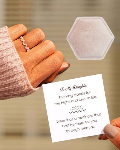 To My Daughter Ring from Mom 925 Sterling Silver Cross Ring Pray on/over/through It Rings Adjustable Anxiety Relief Rings Inspirational Cheer up Birthday Gifts for Daughter - color: A4:daughter ring