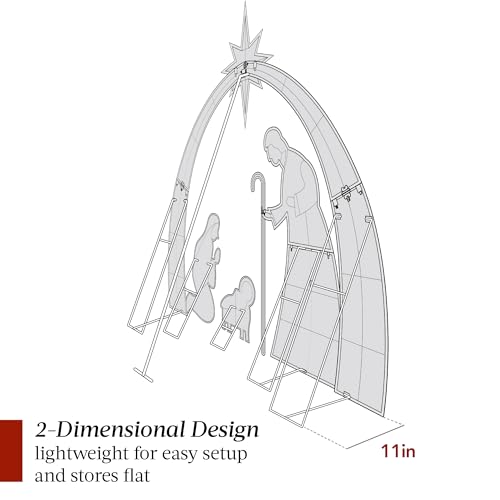 Best Choice Products 4.5ft Lighted 2D Outdoor Nativity Scene, Christmas Arch Holy Family Yard Decoration w/ 115 LED Lights, Stakes, Zip Ties - size: 4.5ft