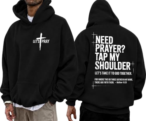 Christian Sweatshirts For Women Need Prayer Tap My Shoulder Hoodie Sweater - color: Black-1, size: X-Large
