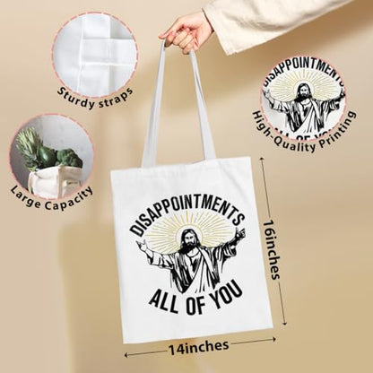 VICBOU Bible Verse Canvas Tote Bag Religious Christian Gifts for Women Men Faith Canvas Tote Reusable Grocery Bag - color: Disappointments