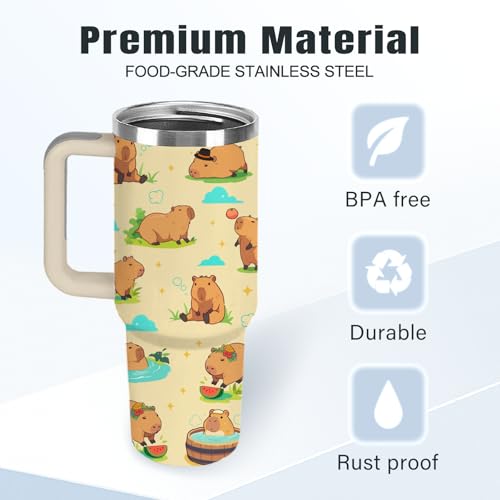 Christian Gifts for Women 40oz Tumbler - Insulated Travel Mug with Handle (Capybara1, 40 Ounces) - color: Capybara1