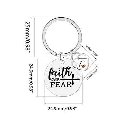 Uloveido Stainless Steel Faith Cross Keychain & Jesus Loves Me Christian Keyring Mustard Seed Charms Religious Jewelry - style: Faith Over Fear-heart Mountain