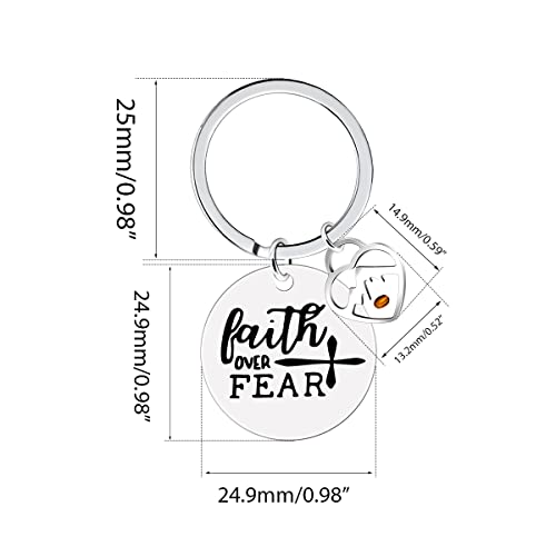 Uloveido Stainless Steel Faith Cross Keychain & Jesus Loves Me Christian Keyring Mustard Seed Charms Religious Jewelry - style: Faith Over Fear-heart Mountain