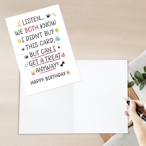 Funny Birthday Card from Dog, Humorous Happy Birthday Card for Dog Mom Dad Dogs Lover, Funny Treat Please Bday Cards from the Dogs. - color: #4
