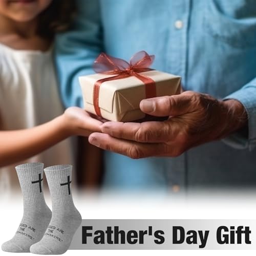 Cutecrop Christian Socks Cross Prayer Socks for Men Birthday Gift for Dad Husband Grandpa - color: Black,white,grey
