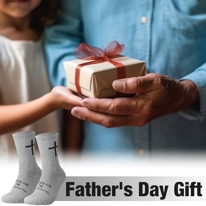 Cutecrop Christian Socks Cross Prayer Socks for Men Birthday Gift for Dad Husband Grandpa - color: Black,white,grey